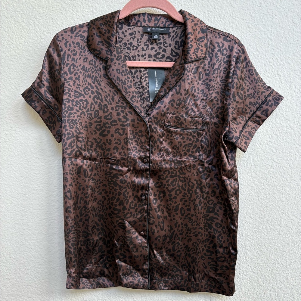Leopard Print Satin Pajama Set